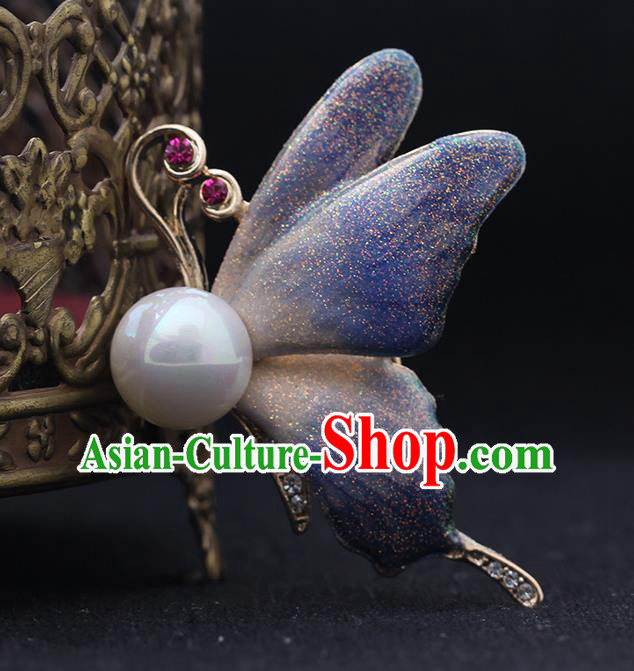 Top Baroque Blue Butterfly Brooch Court Jewelry Crystal Breastpin Accessories