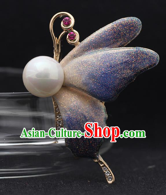 Top Baroque Blue Butterfly Brooch Court Jewelry Crystal Breastpin Accessories