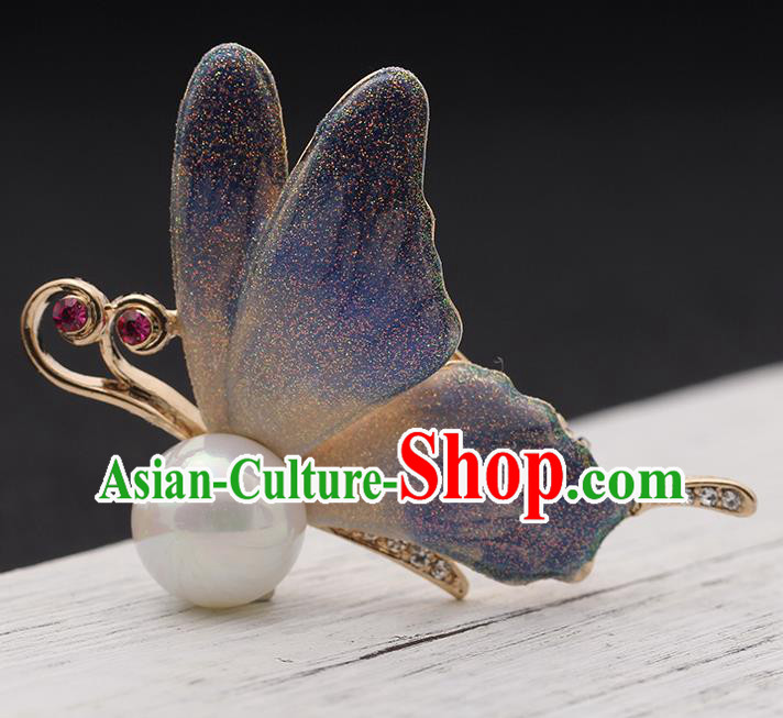 Top Baroque Blue Butterfly Brooch Court Jewelry Crystal Breastpin Accessories