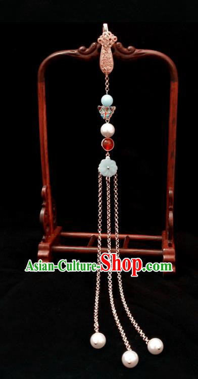 Handmade China Enamel Butterfly Tassel Brooch Pendant Accessories Classical Cheongsam Breastpin Jewelry