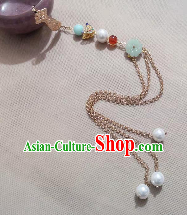 Handmade China Enamel Butterfly Tassel Brooch Pendant Accessories Classical Cheongsam Breastpin Jewelry