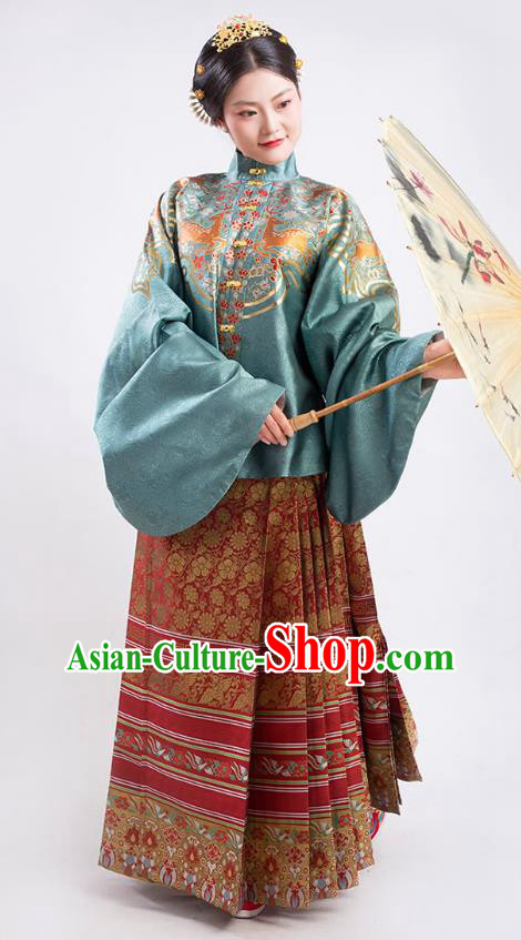 Traditional China Ancient Patrician Countess Hanfu Dress Ming Dynasty Noble Mistress Historical Clothing