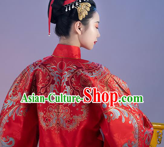China Ancient Imperial Empress Red Hanfu Dress Apparels Traditional Ming Dynasty Court Wedding Historical Costumes