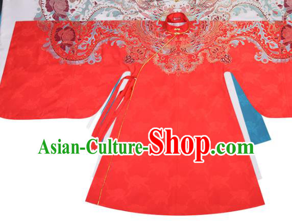 China Ancient Imperial Empress Red Hanfu Dress Apparels Traditional Ming Dynasty Court Wedding Historical Costumes