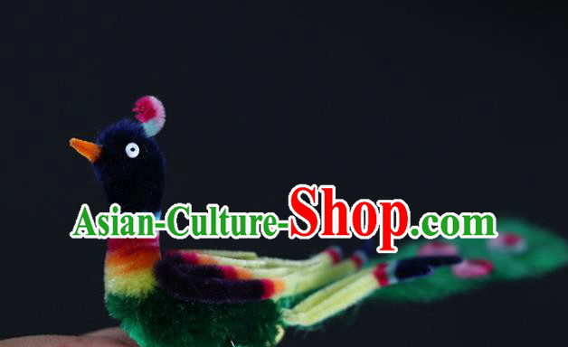 China Ancient Hanfu Velvet Hair Stick Traditional Handmade Peacock Hairpin