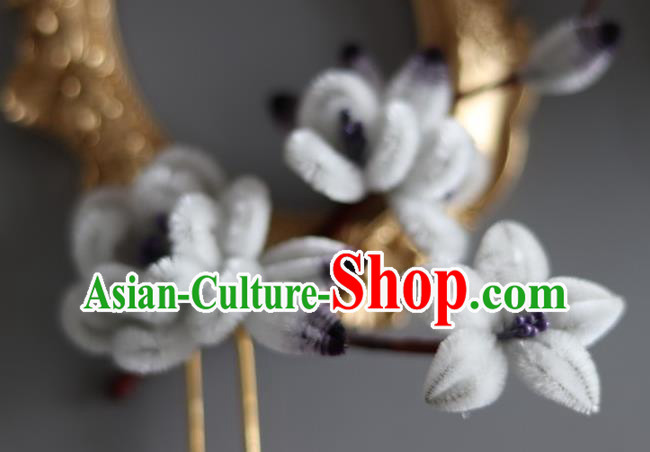 Handmade China Ancient Grey Velvet Plum Blossom Hairpin Traditional Hanfu Flowers Hair Accessories