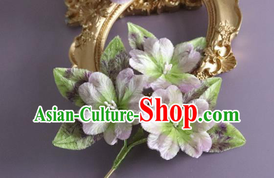Traditional China Handmade Hair Accessories Ancient Hanfu Lilac Velvet Flowers Hairpin