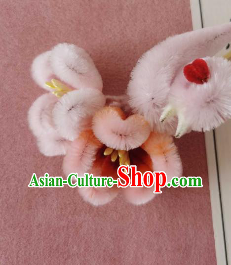 China Classical Hanfu Velvet Plum Bird Hair Stick Traditional Ancient Court Hairpin