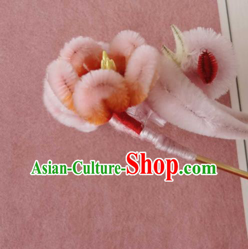 China Classical Hanfu Velvet Plum Bird Hair Stick Traditional Ancient Court Hairpin