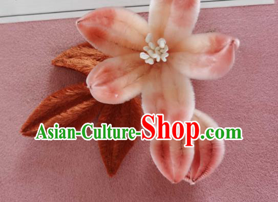 China Classical Hanfu Hair Stick Traditional Ancient Court Lady Velvet Flowers Hairpin