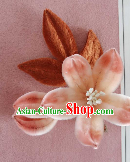 China Classical Hanfu Hair Stick Traditional Ancient Court Lady Velvet Flowers Hairpin