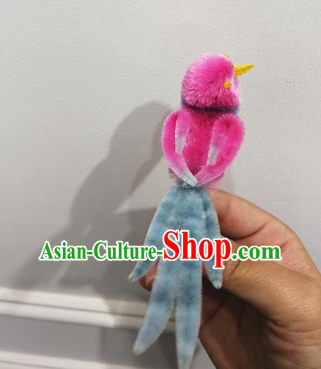 China Traditional Ancient Princess Velvet Hair Stick Classical Hanfu Rosy Magpie Plum HairpinChina Traditional Ancient Princess Velvet Hair Stick Classical Hanfu Rosy Magpie Plum Hairpin