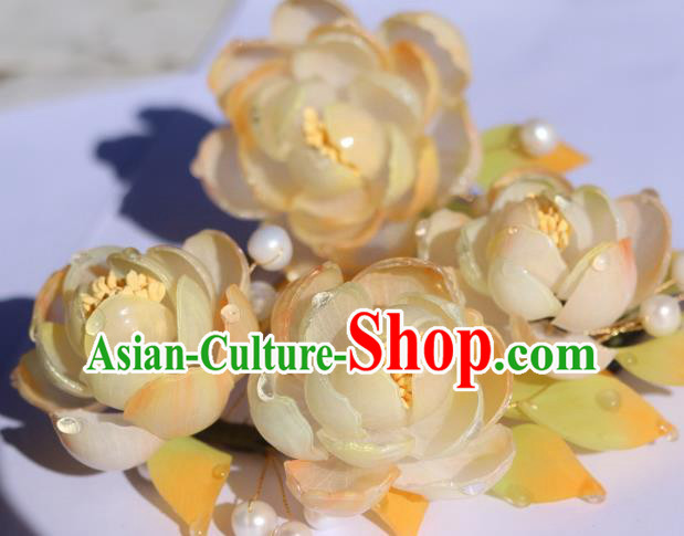 China Classical Hanfu Camellia Hairpin Traditional Ancient Imperial Consort Hair Comb