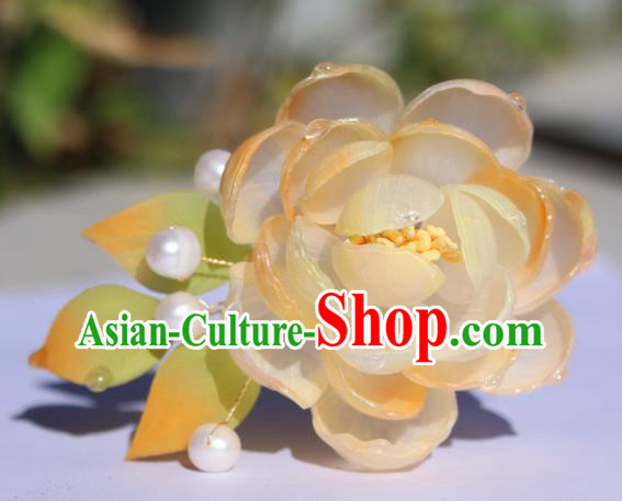 China Classical Hanfu Camellia Hairpin Traditional Ancient Imperial Consort Hair Comb