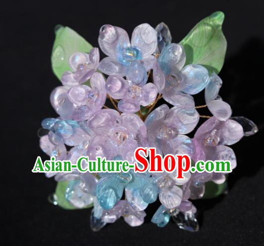 China Classical Ming Dynasty Hanfu Hairpin Traditional Ancient Princess Pink Hydrangea Hair Stick