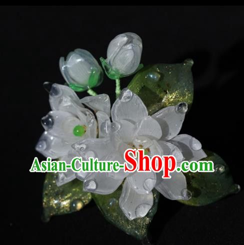 China Classical Hanfu White Gardenia Hairpin Traditional Ancient Ming Dynasty Princess Hair Stick