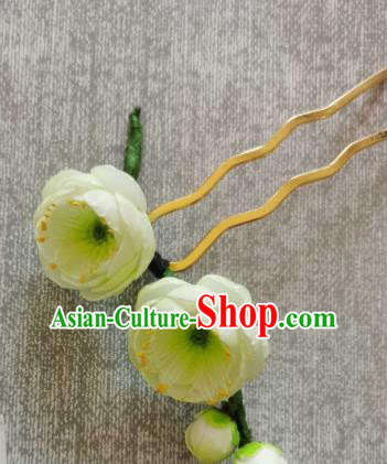 China Handmade Hair Accessories Traditional Green Plum Blossom Hairpin Classical Cheongsam Hair Stick