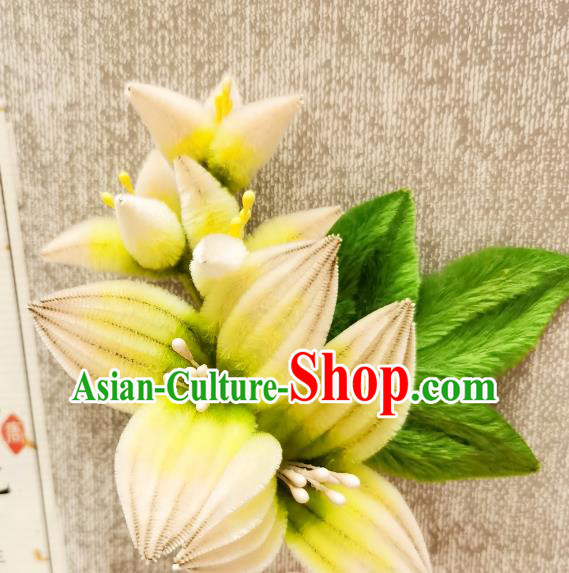China Classical Velvet Flowers Hair Stick Handmade Hair Accessories Traditional Cheongsam Hairpin