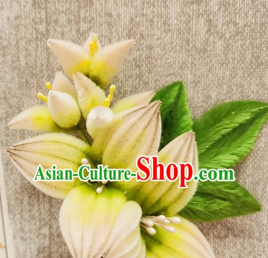 China Classical Velvet Flowers Hair Stick Handmade Hair Accessories Traditional Cheongsam Hairpin