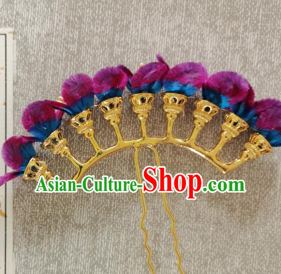 China Classical Purple Velvet Flowers Hair Stick Hair Accessories Traditional Cheongsam Handmade Hairpin