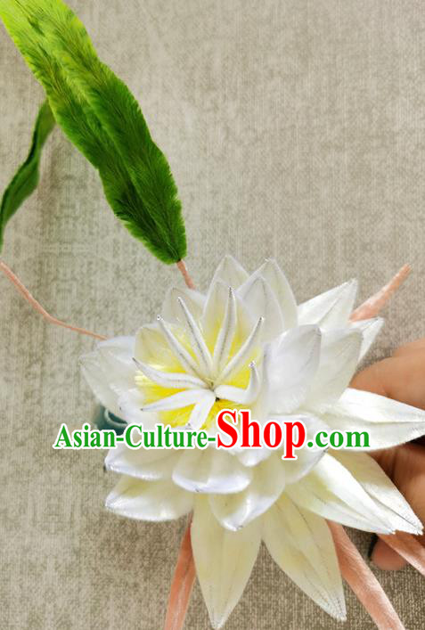 China Classical White Epiphyllum Hair Stick Handmade Hair Accessories Traditional Cheongsam Flower Hairpin