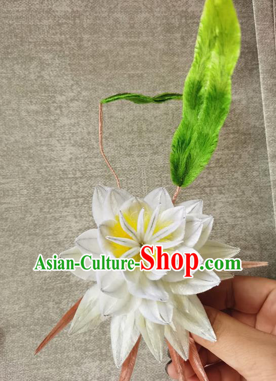 China Classical White Epiphyllum Hair Stick Handmade Hair Accessories Traditional Cheongsam Flower Hairpin