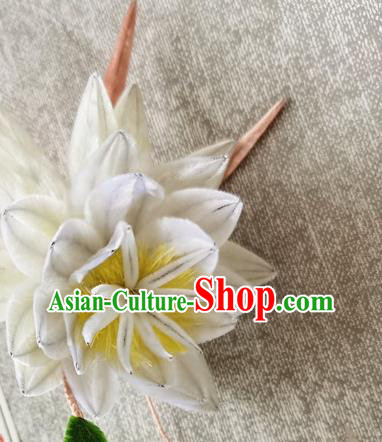 China Classical White Epiphyllum Hair Stick Handmade Hair Accessories Traditional Cheongsam Flower Hairpin