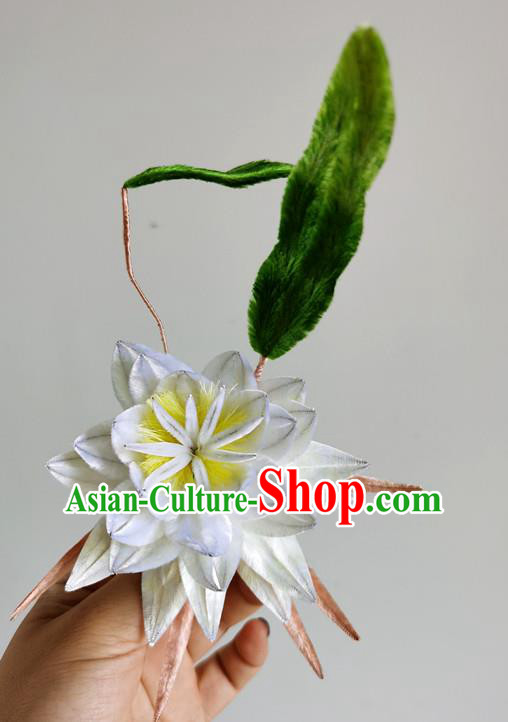 China Classical White Epiphyllum Hair Stick Handmade Hair Accessories Traditional Cheongsam Flower Hairpin