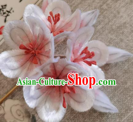 China Classical Plum Blossom Hair Stick Traditional Ancient Princess Velvet Flowers Hairpin