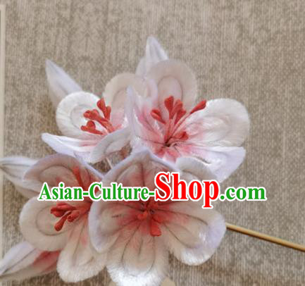 China Classical Plum Blossom Hair Stick Traditional Ancient Princess Velvet Flowers Hairpin