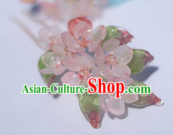 China Classical Hanfu Peach Blossom Hairpin Traditional Ancient Ming Dynasty Flowers Hair Stick