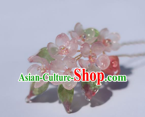 China Classical Hanfu Peach Blossom Hairpin Traditional Ancient Ming Dynasty Flowers Hair Stick