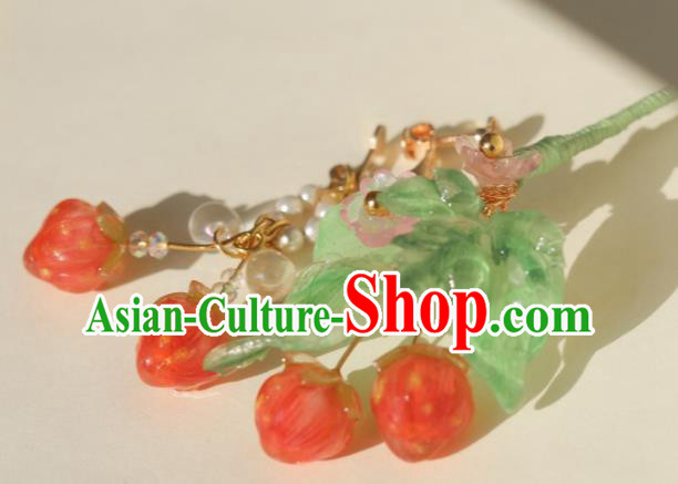 China Classical Hanfu Strawberry Tassel Hairpin Traditional Ming Dynasty Princess Hair Stick