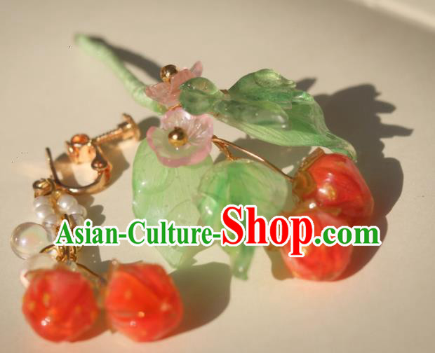 China Classical Hanfu Strawberry Tassel Hairpin Traditional Ming Dynasty Princess Hair Stick