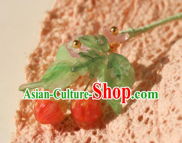 China Classical Hanfu Strawberry Tassel Hairpin Traditional Ming Dynasty Princess Hair Stick