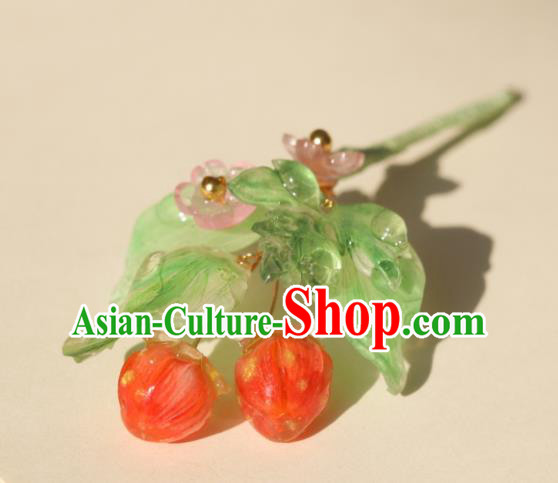 China Classical Hanfu Strawberry Tassel Hairpin Traditional Ming Dynasty Princess Hair Stick