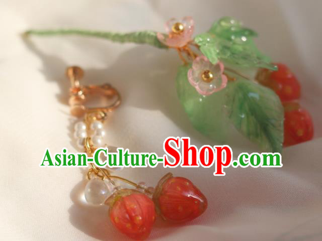 China Classical Hanfu Strawberry Tassel Hairpin Traditional Ming Dynasty Princess Hair Stick