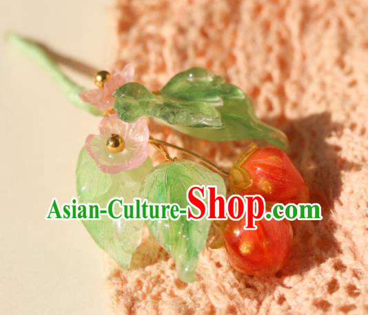 China Classical Hanfu Strawberry Tassel Hairpin Traditional Ming Dynasty Princess Hair Stick