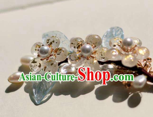 China Classical Hanfu Hairpin Traditional Ming Dynasty Princess Pearls Plum Blossom Hair StickChina Classical Hanfu Hairpin Traditional Ming Dynasty Princess Pearls Plum Blossom Hair Stick