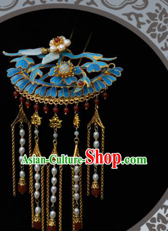 China Classical Court Lady Hairpin Traditional Qing Dynasty Empress Pearls Tassel Hair Stick