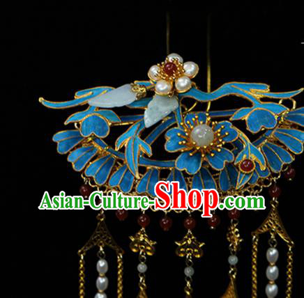 China Classical Court Lady Hairpin Traditional Qing Dynasty Empress Pearls Tassel Hair Stick