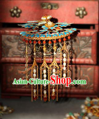 China Classical Court Lady Hairpin Traditional Qing Dynasty Empress Pearls Tassel Hair Stick