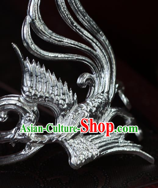Handmade China Ancient Swordsman Face Accessories Ming Dynasty Knight Argent Mask