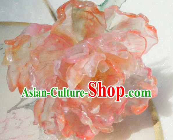 China Classical Hanfu Pink Peony Hairpin Traditional Tang Dynasty Palace Lady Hair Stick
