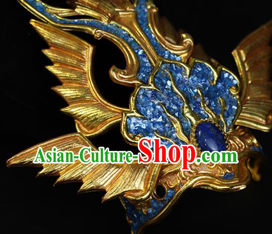 China Ancient Swordsman Hair Accessories Traditional Hanfu Blue Hairdo Crown