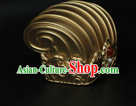 China Traditional Song Dynasty Emperor Golden Hairdo Crown Ancient Prince Hair Accessories