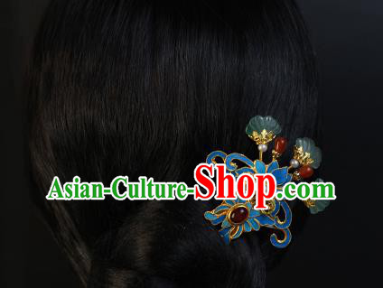 China Traditional Qing Dynasty Agate Butterfly Hair Stick Ancient Empress Pearls HairpinChina Traditional Qing Dynasty Agate Butterfly Hair Stick Ancient Empress Pearls Hairpin