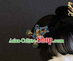 China Traditional Qing Dynasty Agate Butterfly Hair Stick Ancient Empress Pearls Hairpin