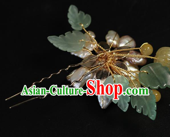 China Ancient Princess Pearls Hairpin Traditional Ming Dynasty Ceregat Hair Stick
