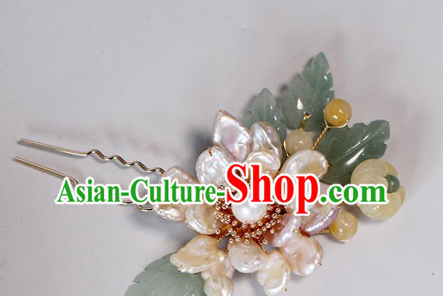 China Ancient Princess Pearls Hairpin Traditional Ming Dynasty Ceregat Hair Stick